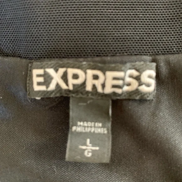 Express, Blk Long Sleeved Dress, Part Sheer Top L - Picture 3 of 4